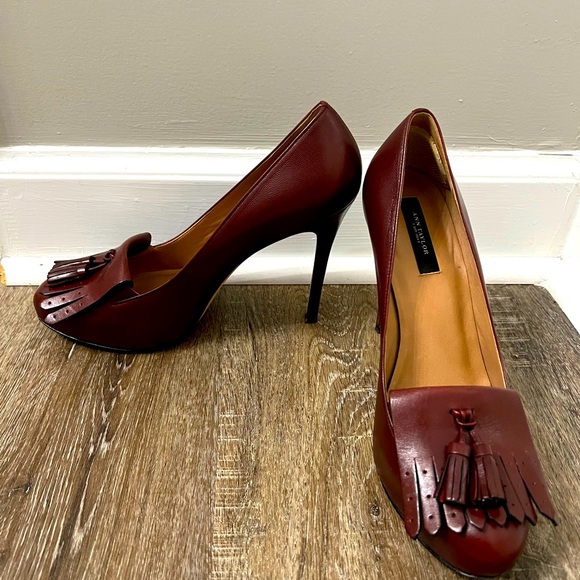 Ann Taylor Burgundy Leather Heels Size 8 - Picture 2 of 15